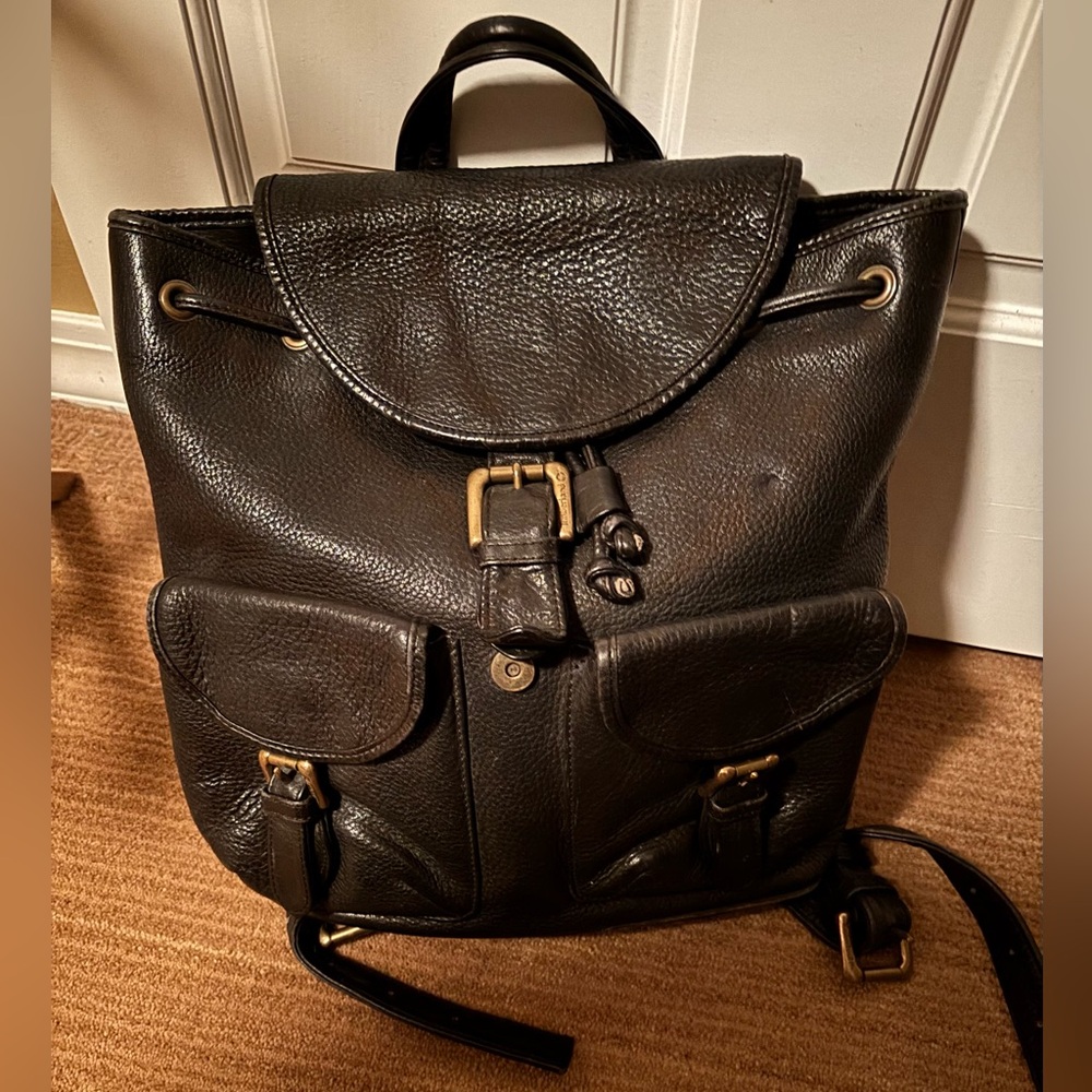 Timberland Black Leather Backpack